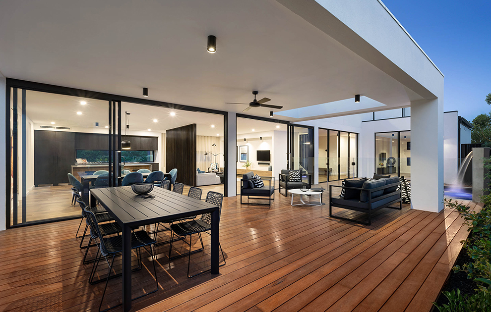 Alfresco dining and living area on timber decking